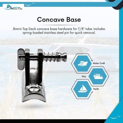 MARINE CITY 316 Stainless Steel Bimini Top Deck Hinge 90° Concave Base (1 Pcs)
