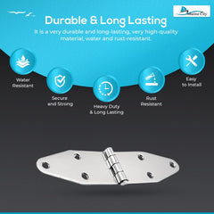 Marine City 304 Stainless Steel Round Door Strap Hinges (7-1/4