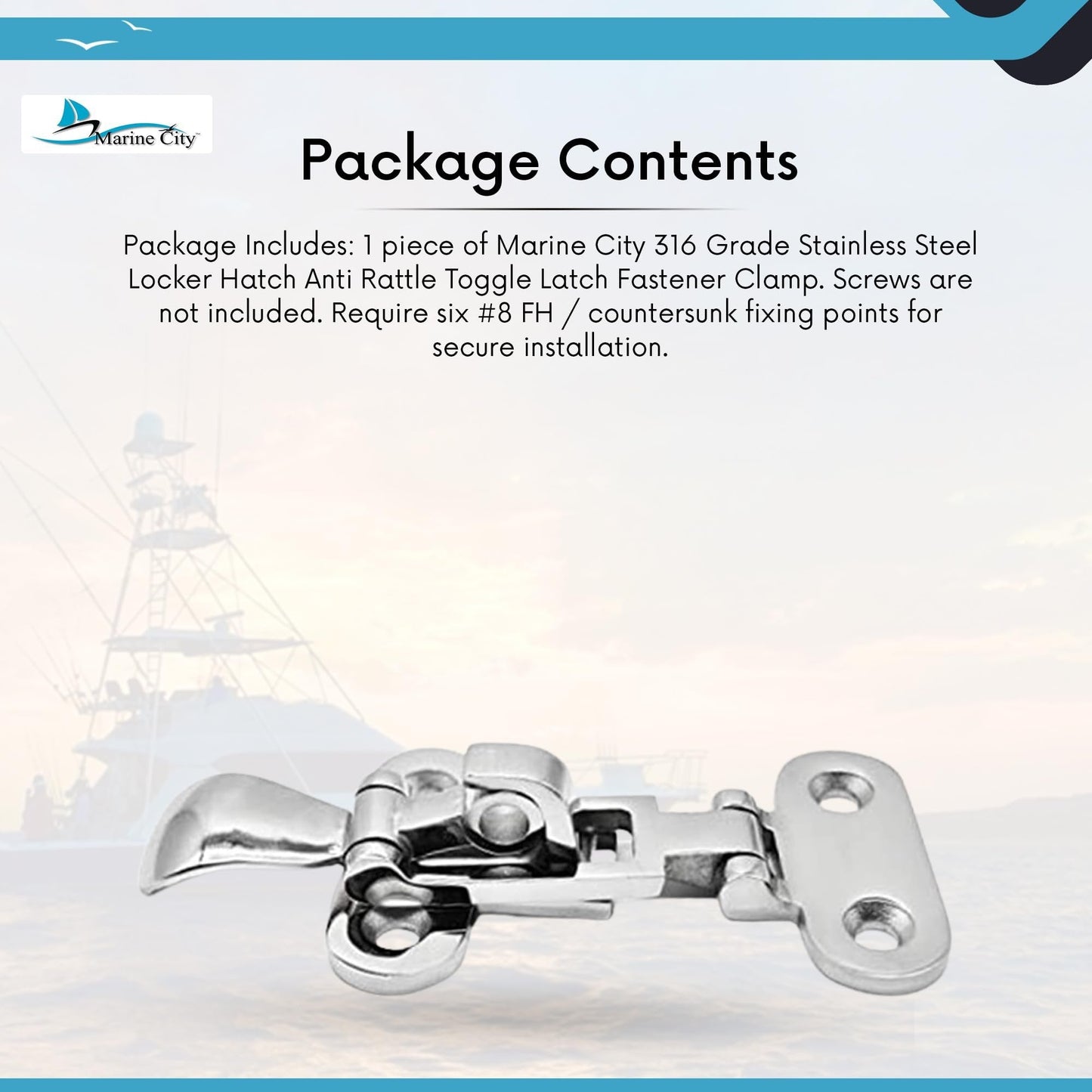 MARINE CITY Locker Hatch Anti-Rattle Toggle Latch – 316 Stainless Steel Marine City