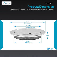 Marine City 3-Inch 316 Stainless Steel Inspection Deck Plate with Rubber O-Ring