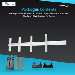 Marine City 4-Step Anti-Slip Sport & Diver Ladder – Aluminum, 400 lb Capacity