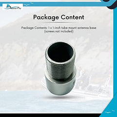 Marine City 1-Inch Tube Mount Antenna Base – 304 Stainless Steel for Boats