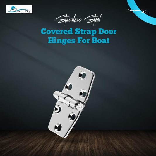 Marine City 316 Stainless Steel Covered Strap Hinges with Caps – 3" x 1-1/2" Marine City
