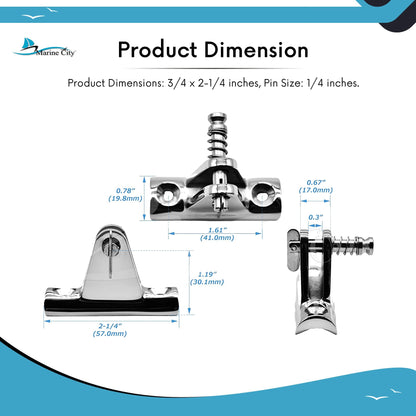 MARINE CITY 316 Stainless Steel Bimini Top Deck Hinge 90° Concave Base (1 Pcs)