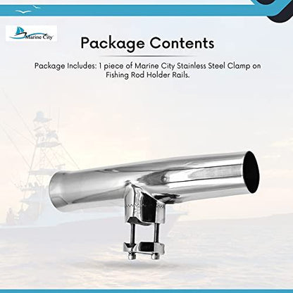 Marine City Stainless Steel Adjustable Clamp-On Fishing Rod Holder–Mirror Finish Marine City