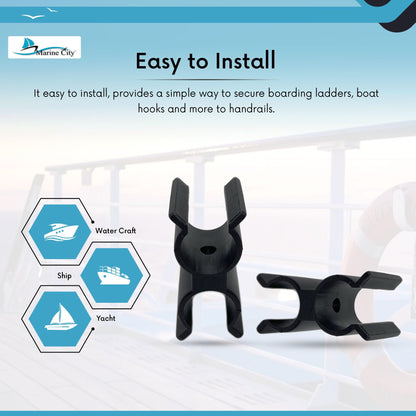Marine City Black Nylon Bimini Pole & Ladder Clips – 7/8"-1" Tubing (Pack of 2)