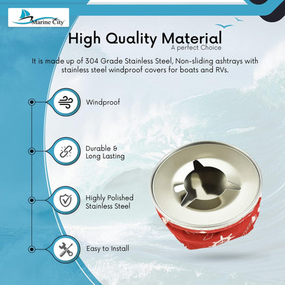 MARINE CITY Round Windproof Bean Bag – 304 Stainless Steel, Red, Lightweight Marine City