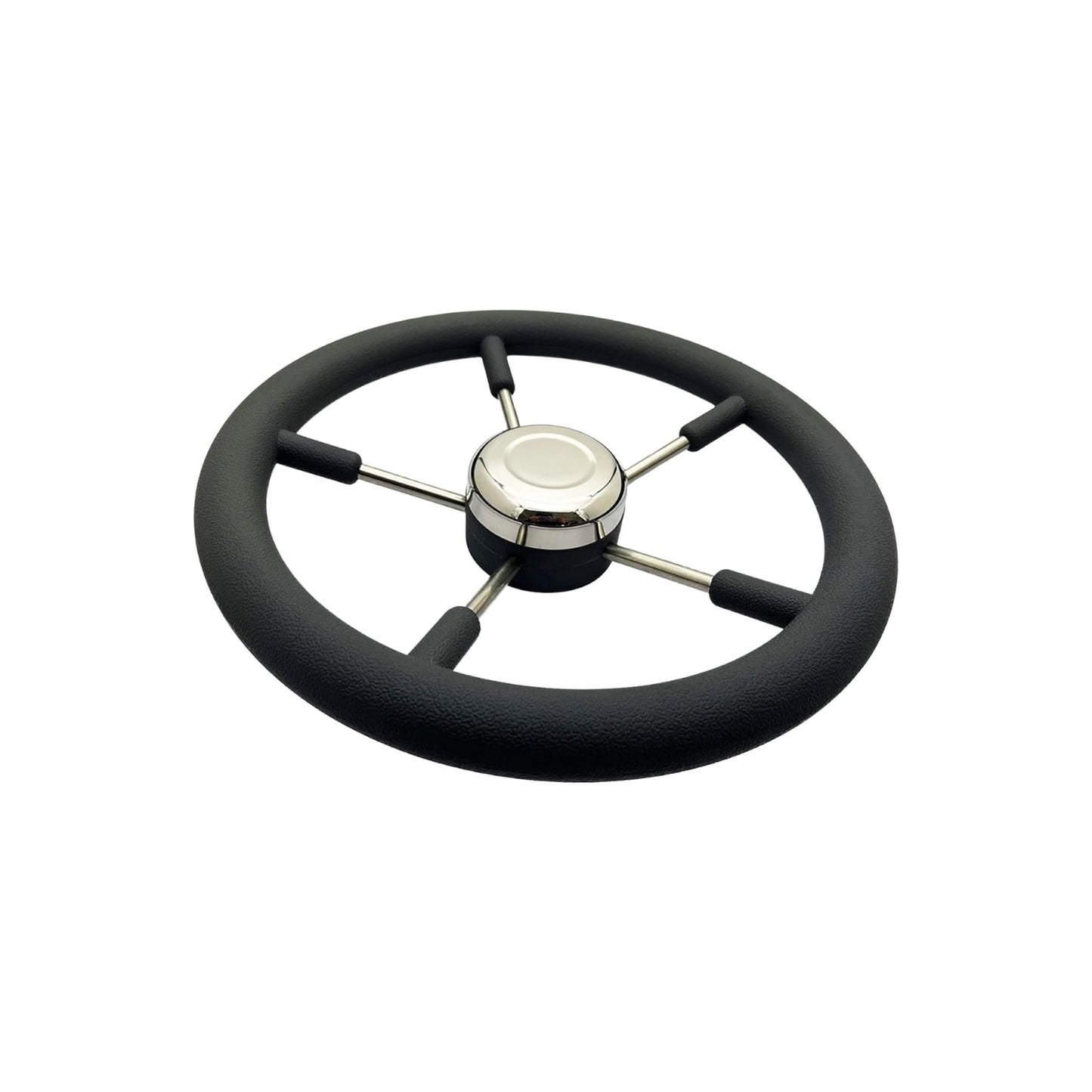 MARINE CITY Volante de 5 radios de acero inoxidable de grado 316 de 13-7/8 pulgadas con cubo de aluminio fundido y espuma de PU negra para barcos, kayaks, yates, infantes de marina (paquete de 1)