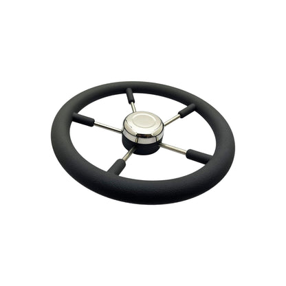 MARINE CITY Volante de 5 radios de acero inoxidable de grado 316 de 13-7/8 pulgadas con cubo de aluminio fundido y espuma de PU negra para barcos, kayaks, yates, infantes de marina (paquete de 1)
