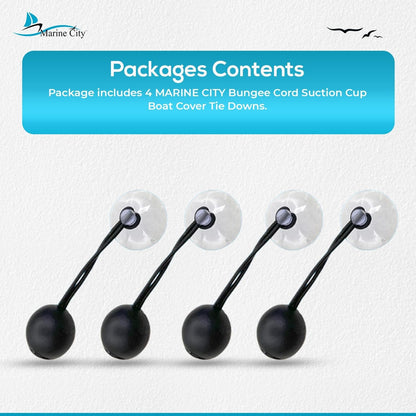 Marine City Bungee Cord Suction Cup Boat Cover Tie Downs – 1.38 Inches (4 Pcs) MARINE CITY