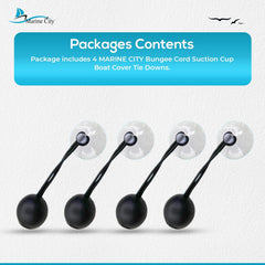 Marine City Bungee Cord Suction Cup Boat Cover Tie Downs – 1.38 Inches (4 Pcs)