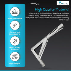 Marine City 304 Stainless Steel Table Bracket – 12” Folding Shelf Bracket