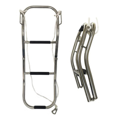 Marine City 3-Step Folding Boat Ladder – 304 Stainless Steel, Anti-Slip Steps