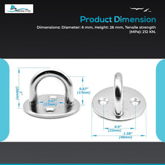 Marine City Medium Thick Ring Round Sail Shade Pad Eye Plate - Stainless Steel