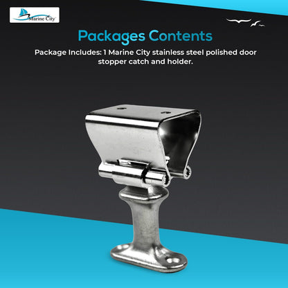 Marine City Tope de puerta de acero inoxidable y soporte para barco, RV (altura: 2-3/4") (L)