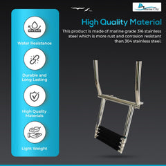 Marine City 316 Stainless Steel 3-Step Over Platform Telescoping Ladder with Handle