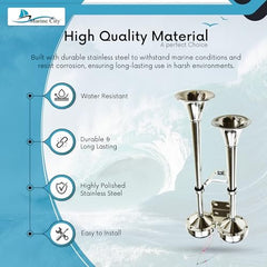 Marine City Stainless Steel Twin Horn Set – High & Low Tone, 465mm, Dual Tone