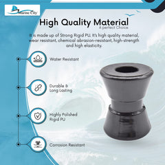 Marine City Rodillo de proa de PU negro para soporte de rodillo de ancla de proa L: 2 pulgadas, diámetro del orificio. 5/8 pulgadas