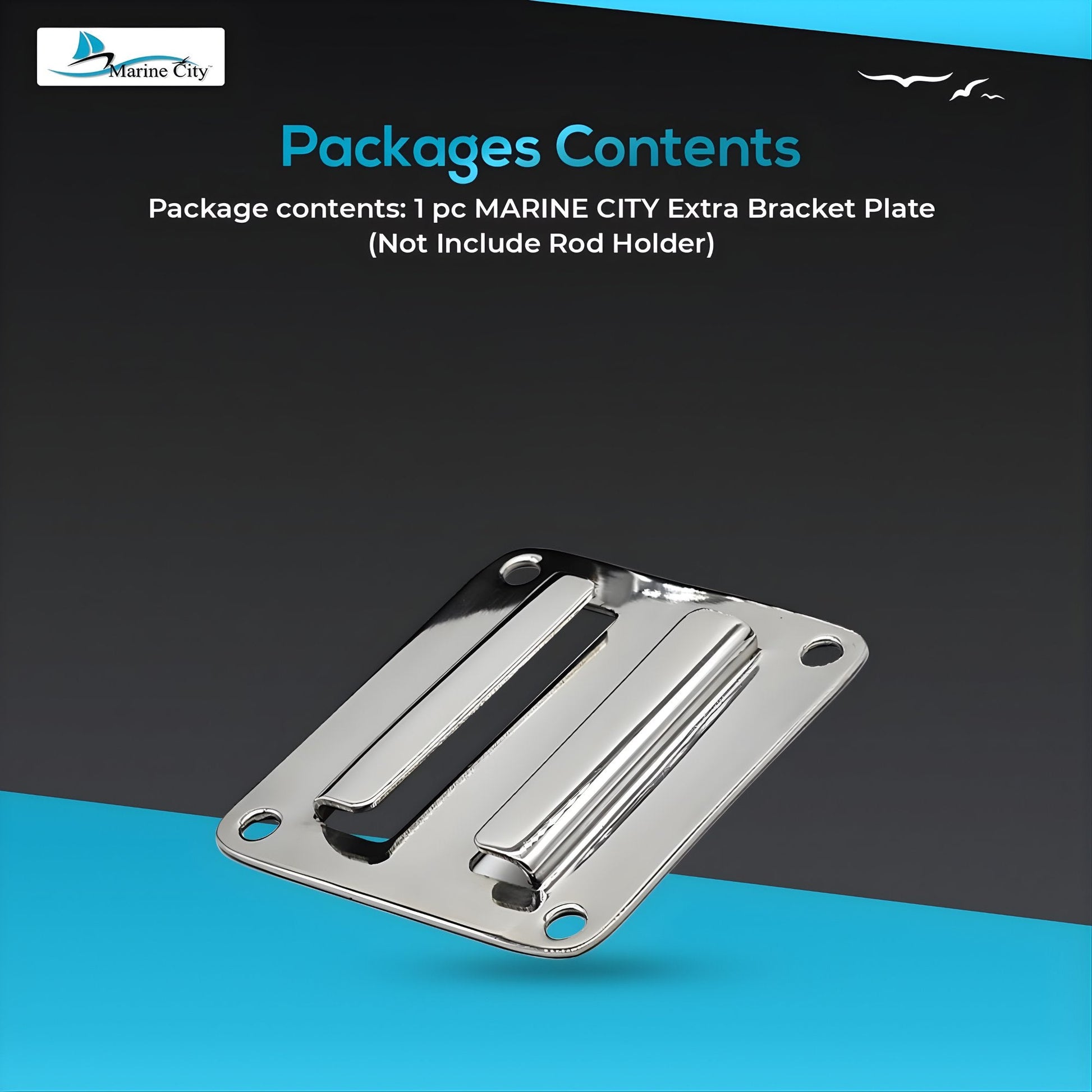 MARINE CITY Extra Stainless Steel Mounting Bracket – Gloss Polished Rod Holder Marine City