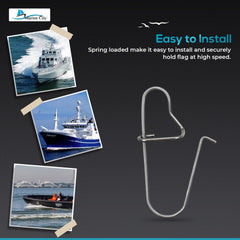 Marine City 304 Stainless Steel Antenna Flag Spring Clips – Rust-Proof (6 Pcs)