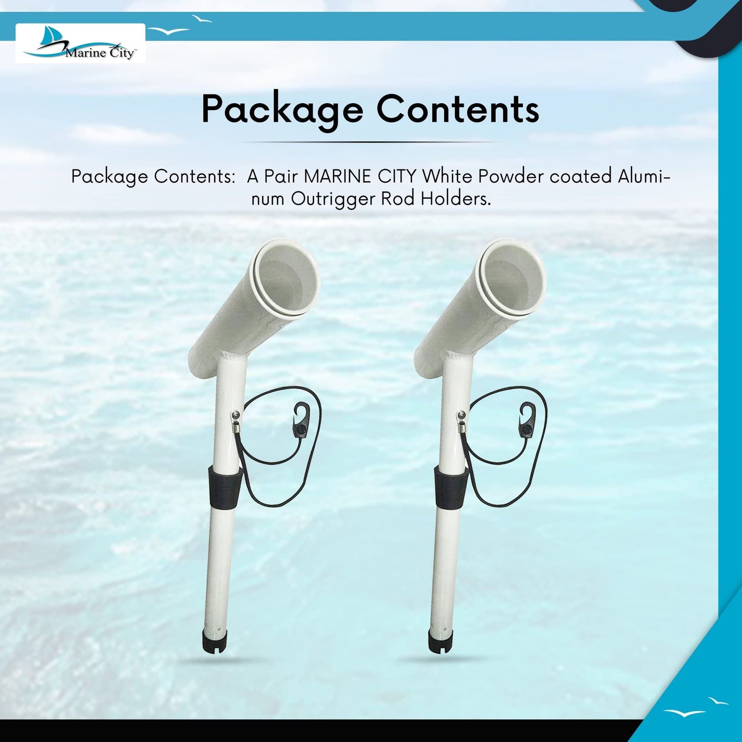 Marine City Fishing Rod Holder Outrigger Plug-in Rod Pod – Aluminum (Pack of 2) Marine City