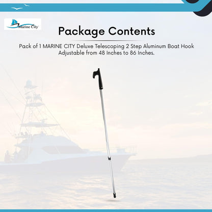 Marine City 2-Step Telescoping Boat Hook – Anodized Aluminum, Adjustable