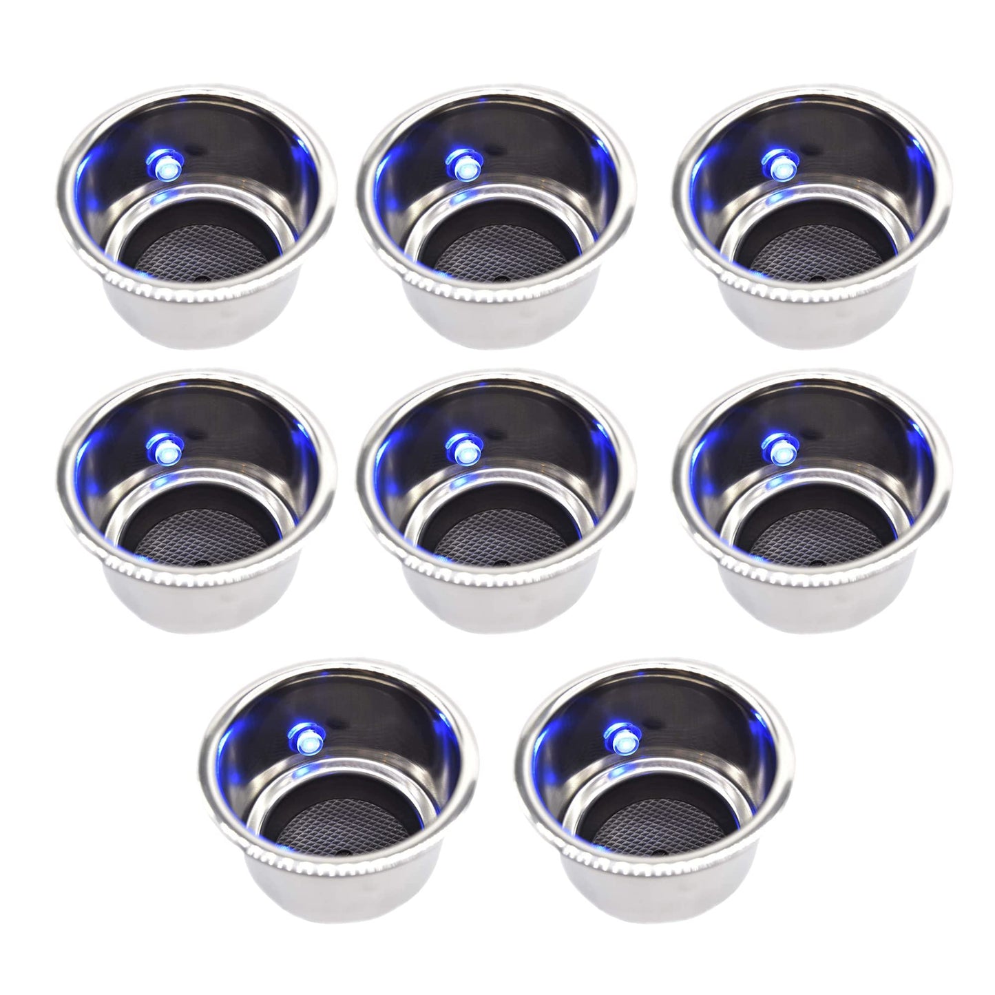 Marine City Stainless Steel 12V Blue LED Illuminated Drink Holder with Drain