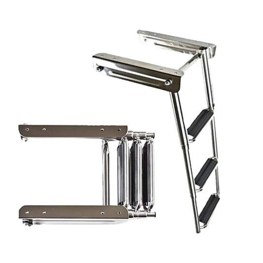 MARINE CITY Under-Platform Telescoping Retractable 3 Step Ladder Stainless Steel