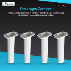 Marine City Soporte para caña de pescar de montaje empotrado de plástico blanco de 90 grados (4 piezas) 
