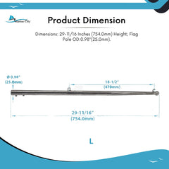 MARINE CITY 30-Inch Flag Stanchion Pole – 304 Stainless Steel, Rust-Resistant