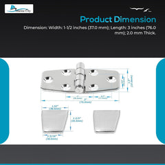 Marine City 316 Stainless Steel Covered Strap Hinges with Caps – 3