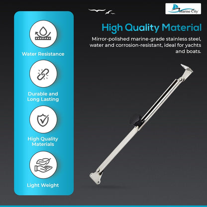 Marine City Hatch Lid Stay Support & Adjuster, 316 Stainless Steel (Large) Marine City Hardware
