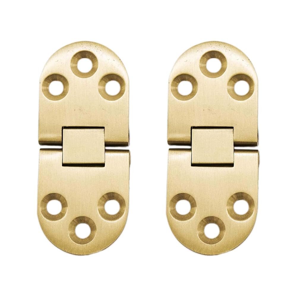 Marine City Hidden Hatch Hinges – Brass 180° Flush Mount, 2-13/16” (Pack of 2)