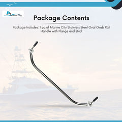 Marine City Stainless-Steel Oval Grab Rail Handle with Flange and Stud (16inch)
