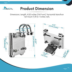 Marine City Stainless Steel Rail Mount Anchor Bracket – Fits 7/8”–1” Rails