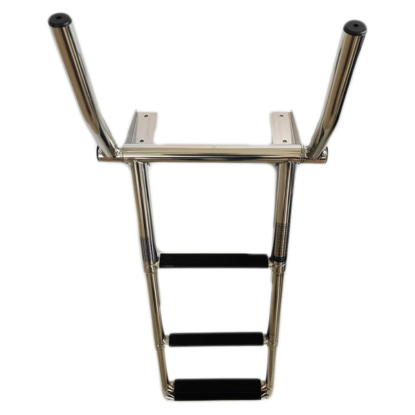 Marine City 316 Stainless Steel 3-Step Over Platform Telescoping Ladder with Handle