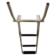 Marine City 316 Stainless Steel 3-Step Over Platform Telescoping Ladder with Handle