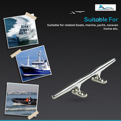 Marine City Deck Mooring Rope Tie Cleat Herreshoff Style Stainless Steel (4 Pcs)