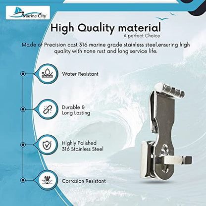 MARINE CITY 316 Stainless Steel Easy Install Door Hasp – Swivel Safety Hasp