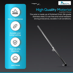 Marine City 316 Stainless Steel Rail Mount Flag Staff Pole – 32 Inches