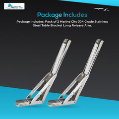 Marine City 304 Stainless Steel Table Bracket – 12” Folding Shelf Bracket