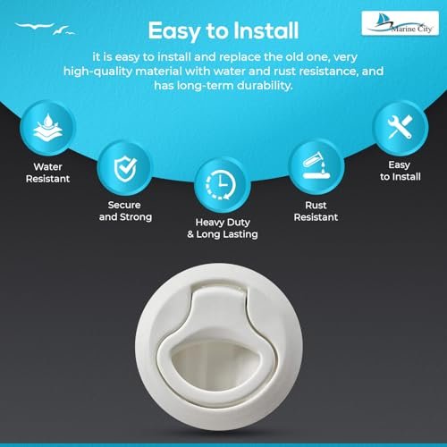 Marine City 2-2/5" Nylon White Round Hatch Flush Pull Stem Latch