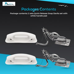 Paquete MARINE CITY Juego de pescantes de liberación rápida con almohadilla de mango blanca para botes inflables (1 par)