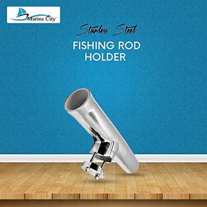 Marine City Stainless Steel Heavy-Duty Clamp-On Adjustable Fishing Rod Holder