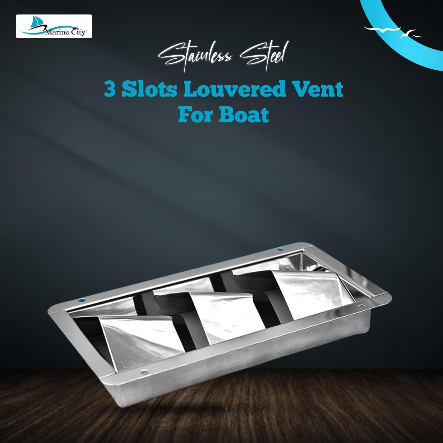 Marine City Stainless Steel 3-Slot Louvered Vent – Mirror Finish, 8-1/4” Length Marine City
