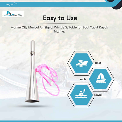 Marine City Manual de mano bocina de aire/bocina de niebla silbato de señal fuerte para respaldo de emergencia