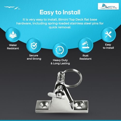 MARINE CITY 90° Bimini Top Hinge with Quick-Release Pin Stainless Steel (2 Pcs) MARINE CITY