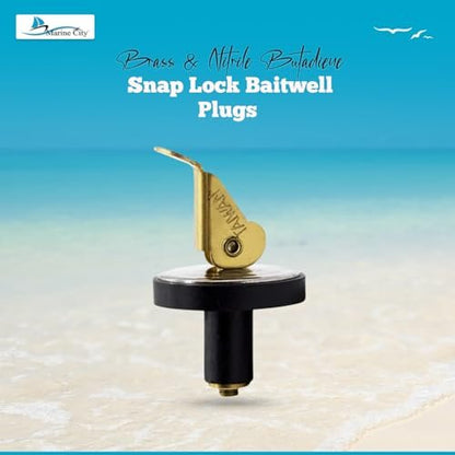 Marine City 3/8” Brass Snap Lock Baitwell Plugs – Drain Plug (Pack of 2) Marine CIty