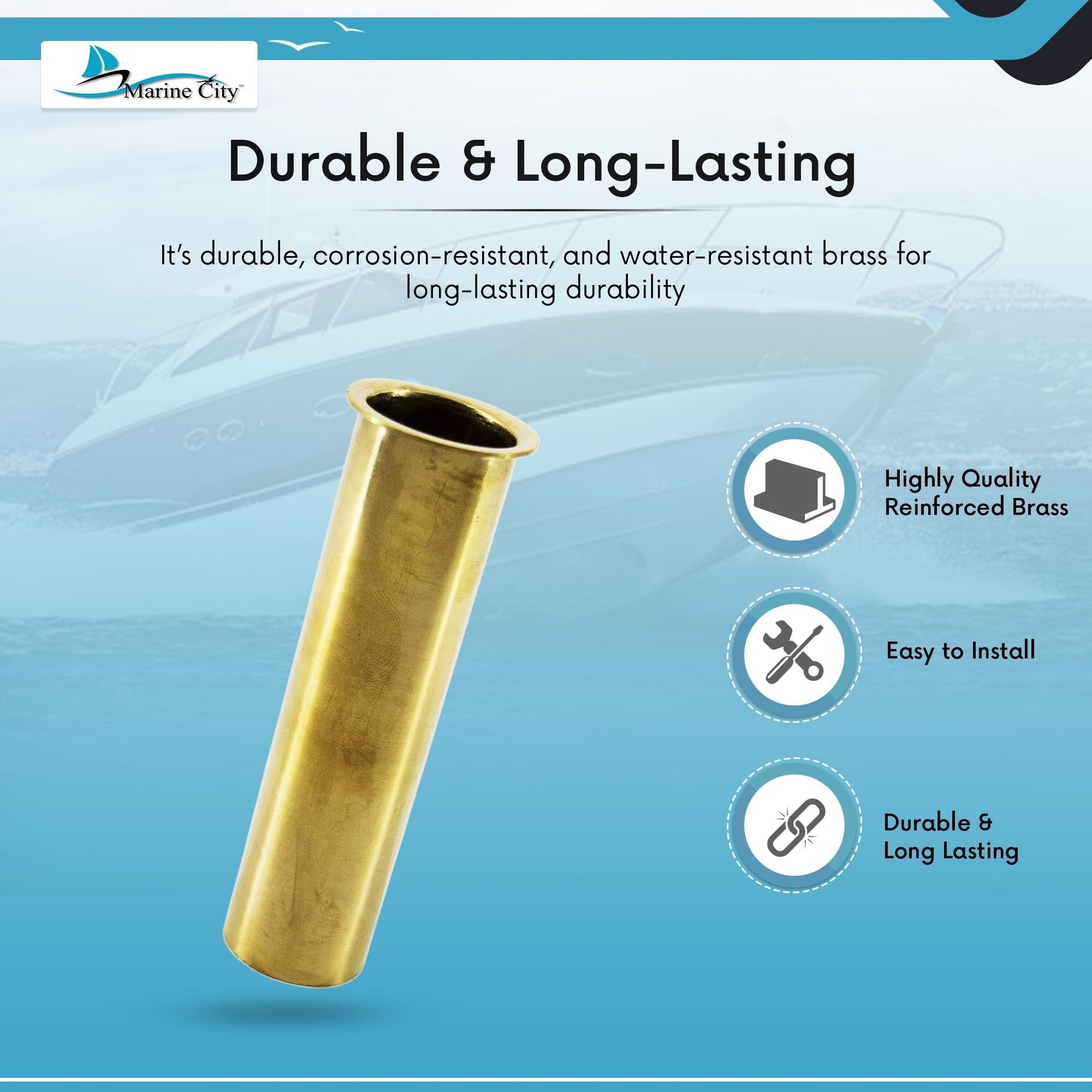 Marine City Brass Drain Tube – Corrosion-Resistant, Functional, 1” x 3-1/2” MARINE CITY