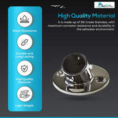 Marine City 316 Stainless Steel Boat Hand Railing Fittings – 1” Round Base
